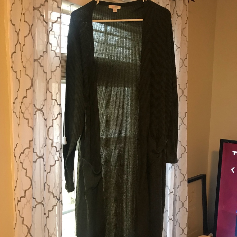 LuLaRoe army green long ribbed sweater